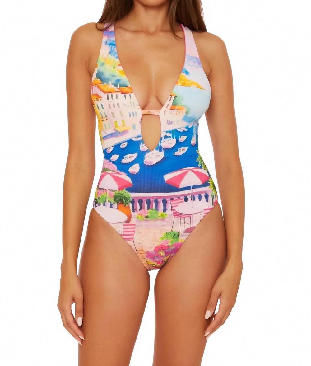 NEW BECCA positano one piece swimsuit in multi